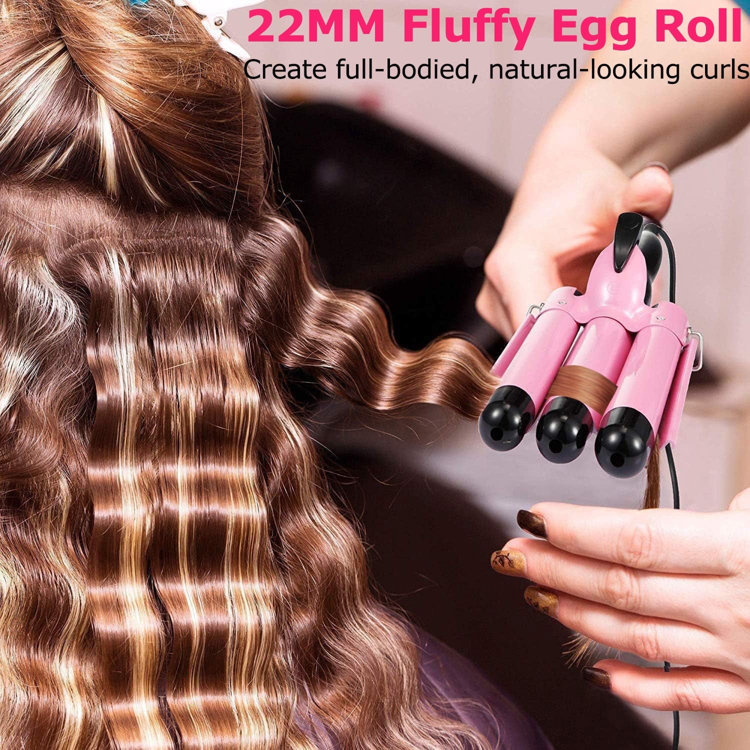 Morfone 3 Jumbo Barrel Curling Iron Wand 22mm Hair Waver Temperature Adjustable Ceramic Big Waves Hair Crimper