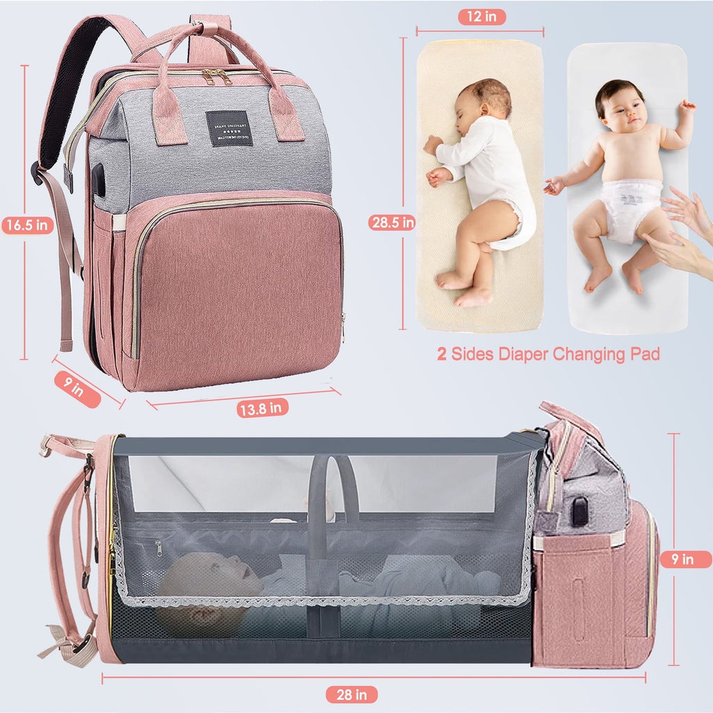 Morfone Baby Diaper Bag Backpack with Changing Station, Large Capacity Baby Bag, Waterproof Travel Backpack with USB Charging Port, Stroller Straps , Baby Shower Gifts