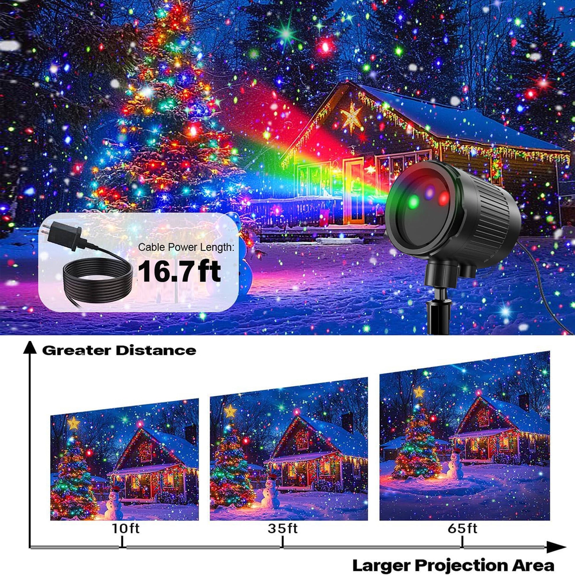 ACMETOP Laser Christmas Projector Lights Outdoor, RGB Firefly Laser Lights with Remote Control, Waterproof Christmas Decorations Outdoor Indoor for Wedding Halloween New Year Holiday Party