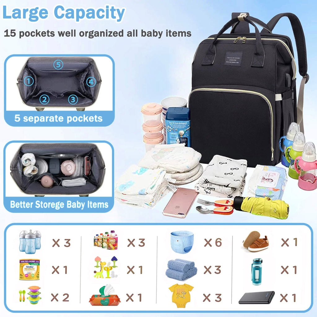 Morfone Baby Diaper Bag Backpack with Changing Station, Large Capacity Baby Bag, Waterproof Travel Backpack with USB Charging Port, Stroller Straps , Baby Shower Gifts