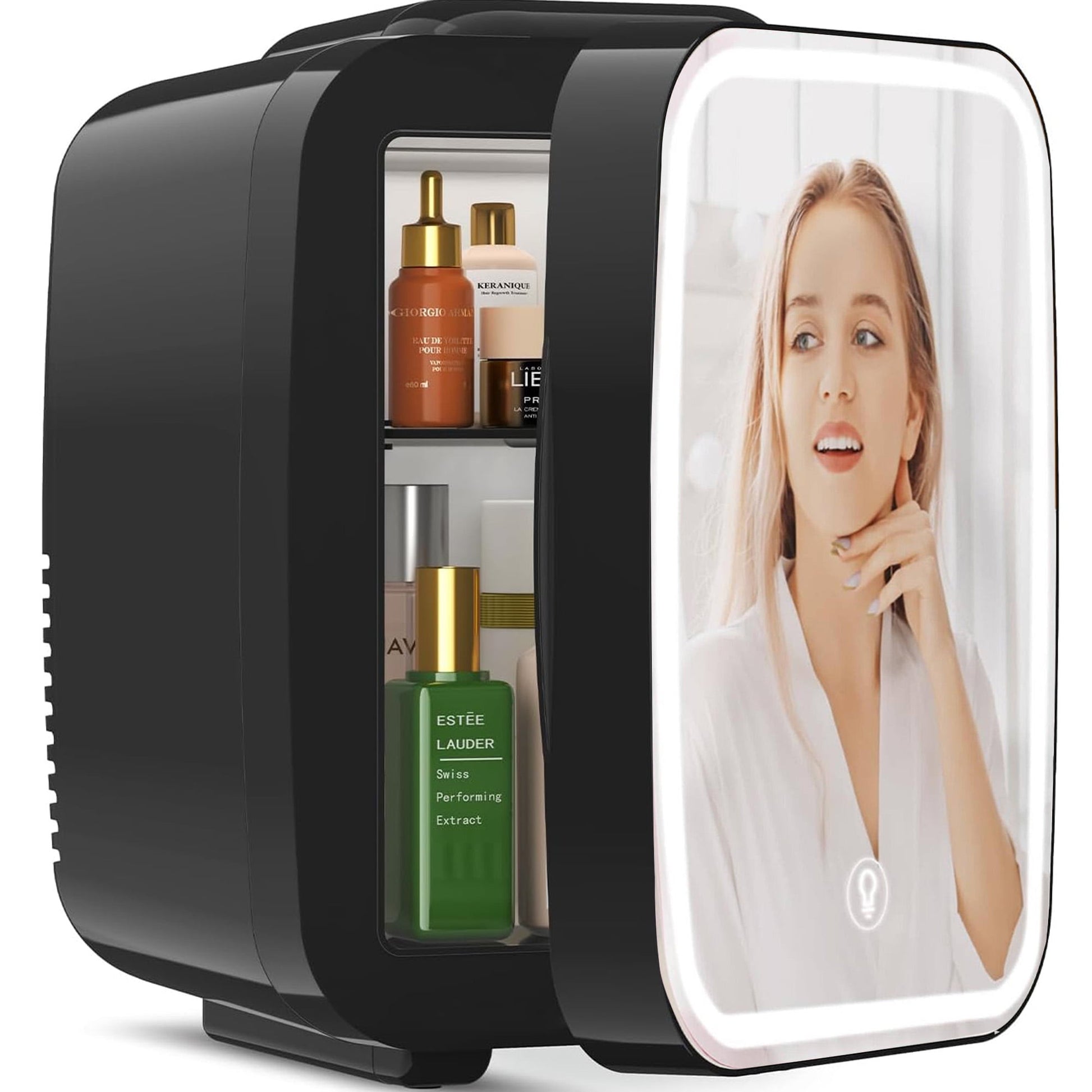 BEICHEN 4L Mini Skincare Fridge with LED Mirror – Portable Beauty Fridge for Makeup, Drinks, and Cosmetics – Quiet Small Refrigerator for Bedroom, Office, Dorm, or Car Use