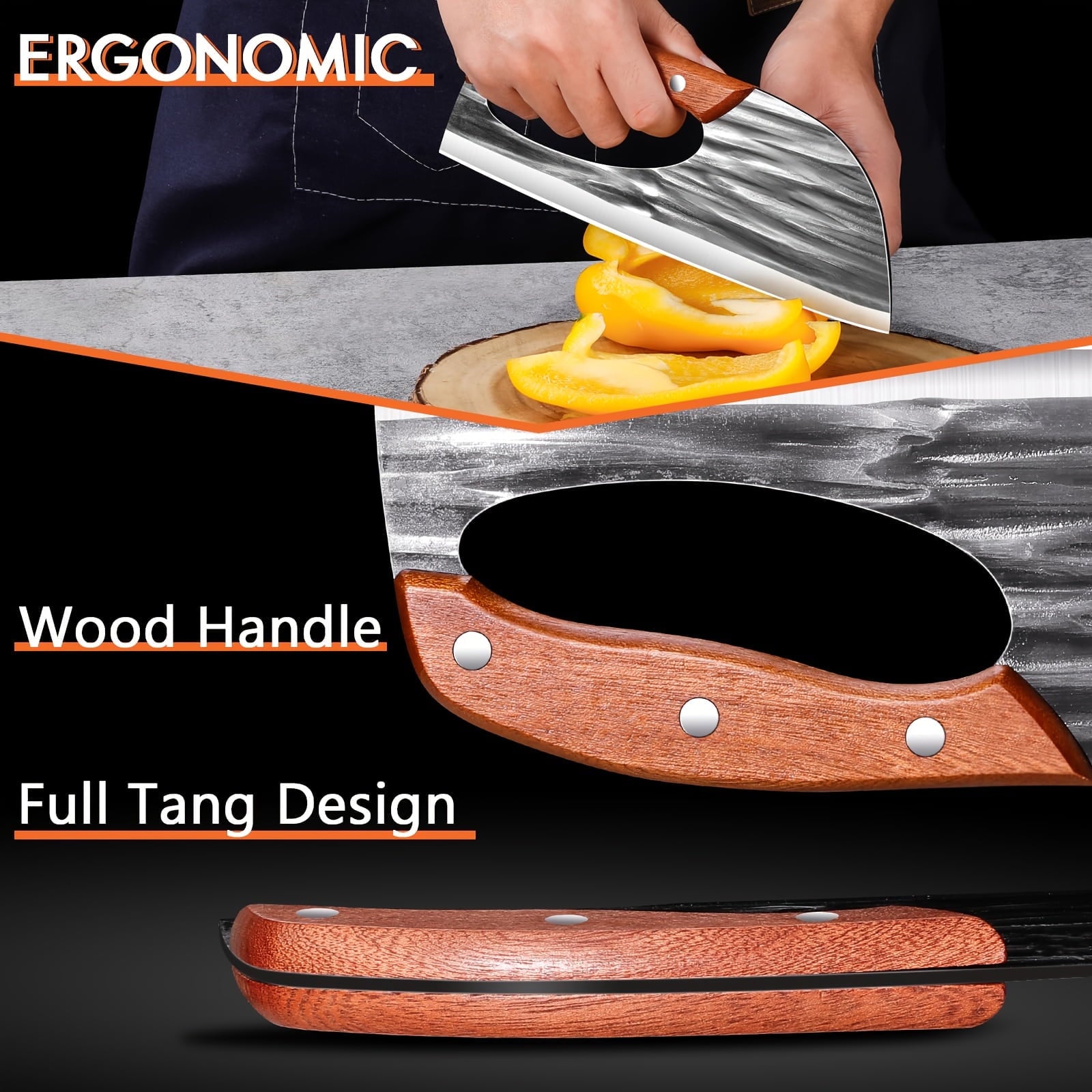 ACMETOP Chef Knife, High Carbon Steel Kitchen Knife for Meat Cutting, Slicing, Camping, BBQ – Essential Kitchen Tool