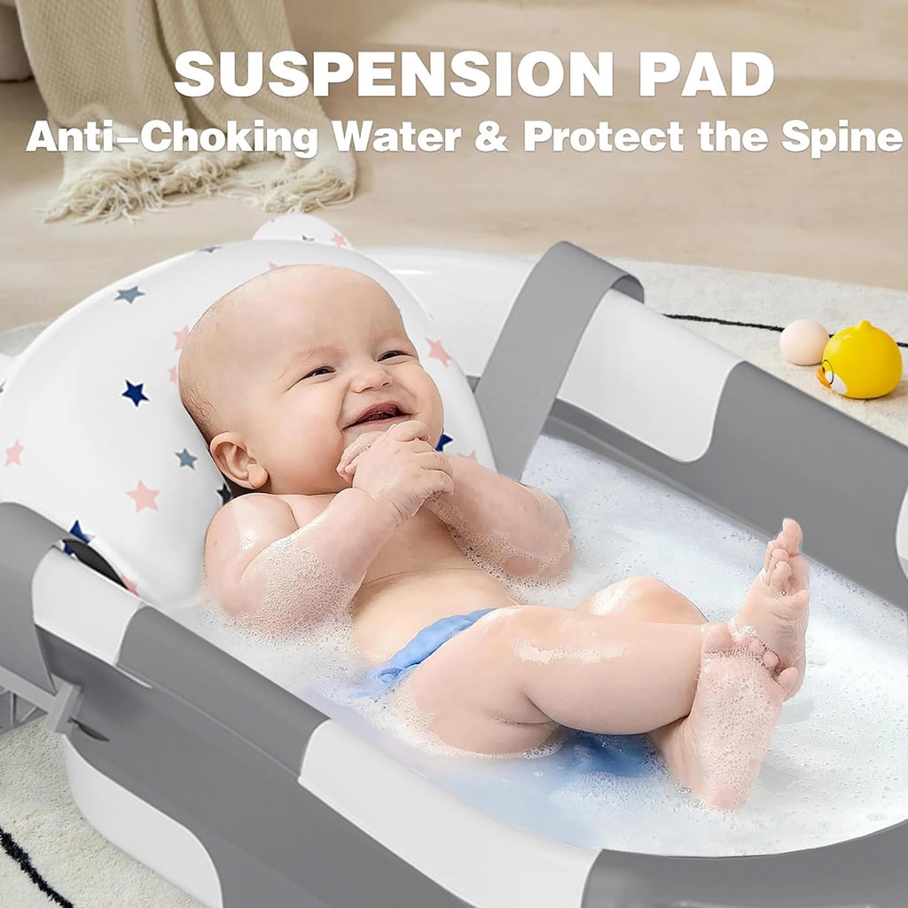 Morfone Collapsible Baby Bathtub for Newborn with Thermometer & Soft Cushion, Portable Travel Baby Tub for Infant to Toddler 0-36 Months
