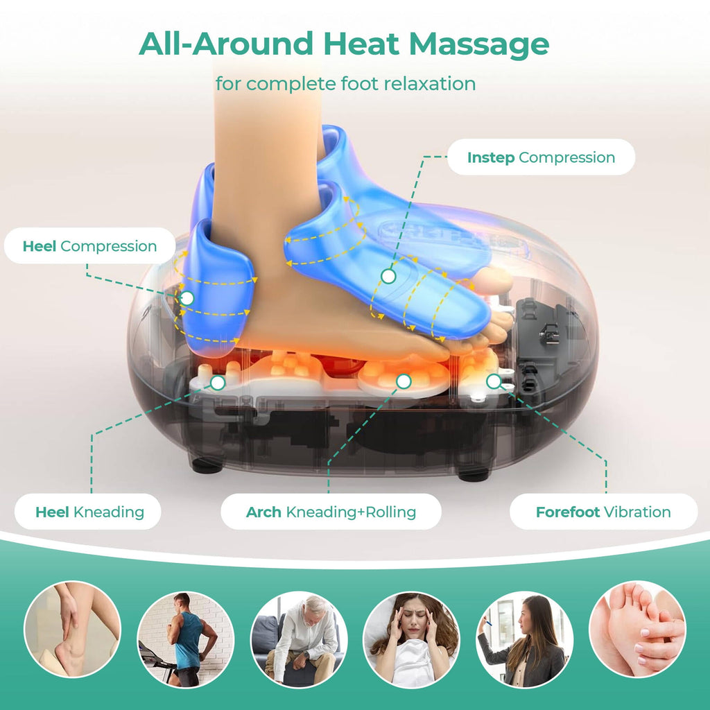 Morfone Foot Massager Machine with Heat, Shiatsu Deep Kneading Foot Massager with Remote, 5 Massage Modes, Christmas Gifts for Women Men