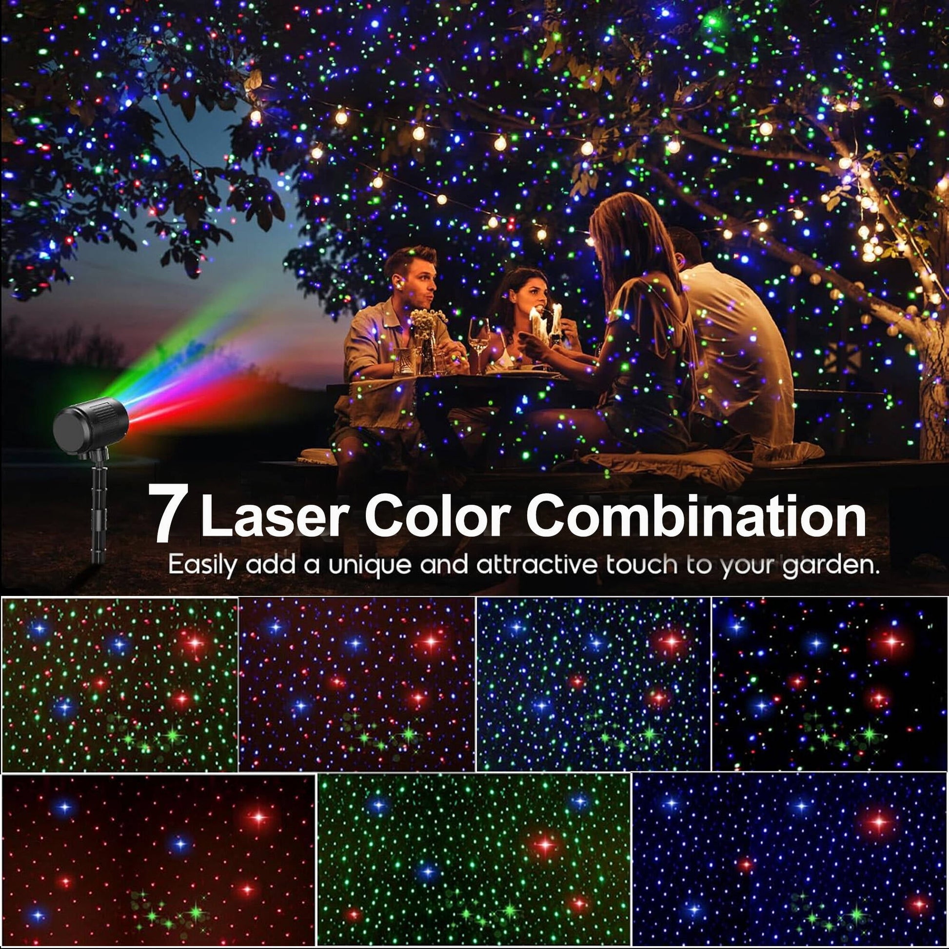 ACMETOP Laser Christmas Projector Lights Outdoor, RGB Firefly Laser Lights with Remote Control, Waterproof Christmas Decorations Outdoor Indoor for Wedding Halloween New Year Holiday Party