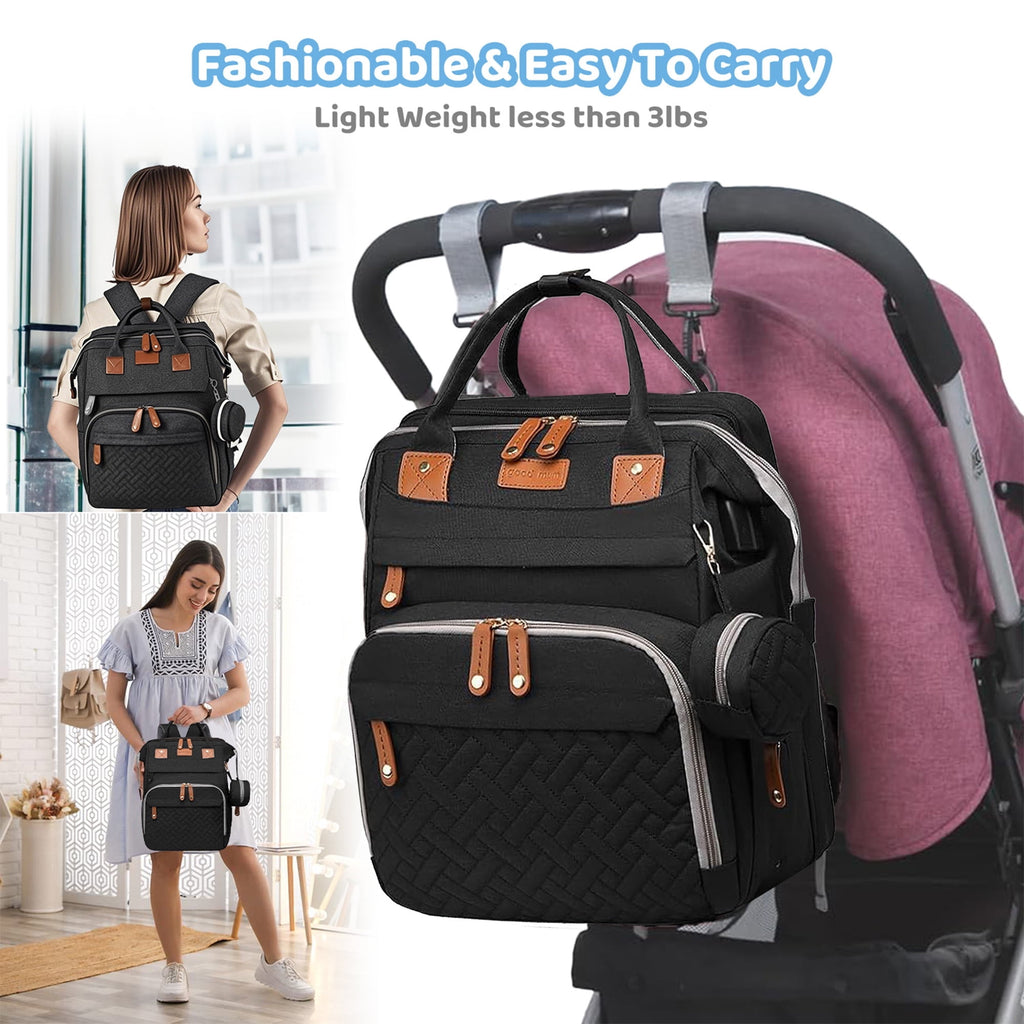 Morfone Baby Diaper Bag Backpack with Changing Station, Large Capacity Baby Bag, Waterproof Travel Backpack with USB Charging Port, Stroller Straps , Baby Shower Gifts