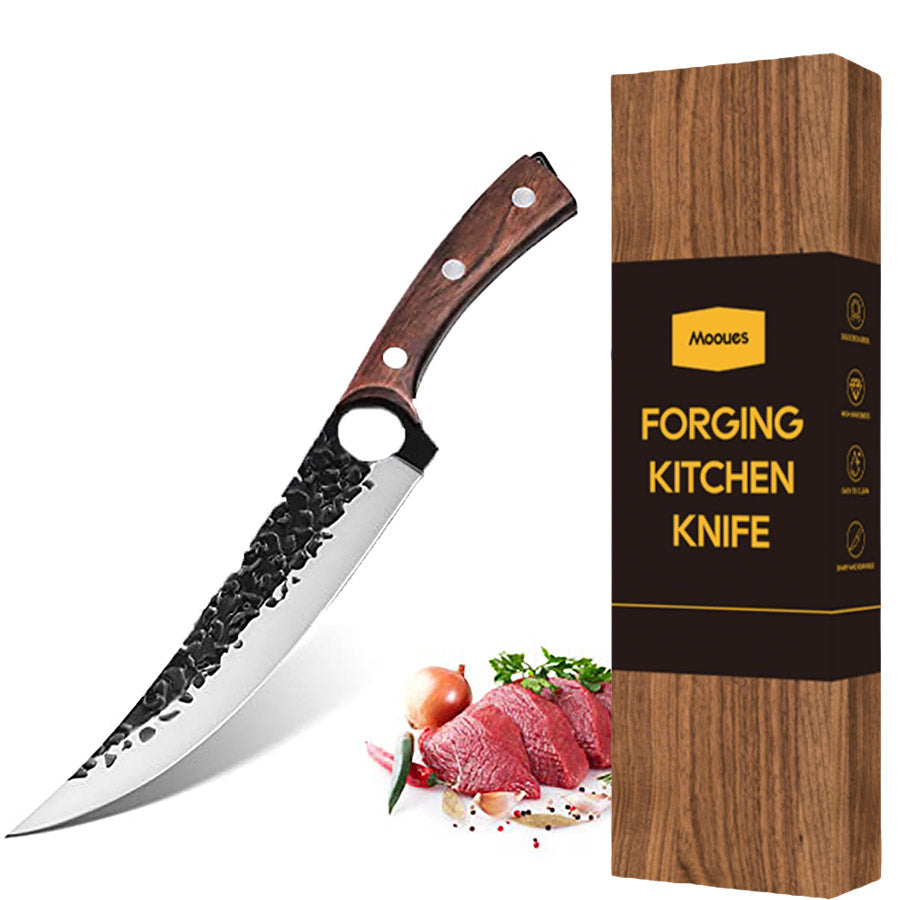 Mooues High-Carbon Steel Bone Knife Hand-Forged Knife, Meat and Vegetable Cutting Knife, Hunting, Barbecue Meat Knife Cooking Kitchen Knife