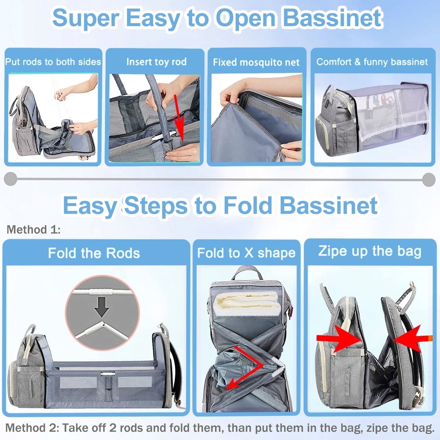 Morfone Baby Diaper Bag Backpack with Changing Station, Large Capacity Baby Bag, Waterproof Travel Backpack with USB Charging Port, Stroller Straps , Baby Shower Gifts