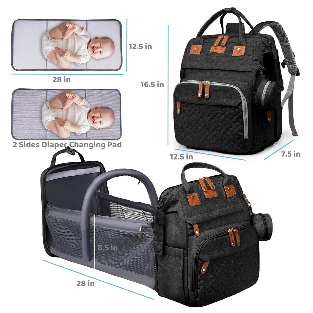 Morfone Baby Diaper Bag Backpack with Changing Station, Large Capacity Baby Bag, Waterproof Travel Backpack with USB Charging Port, Stroller Straps , Baby Shower Gifts