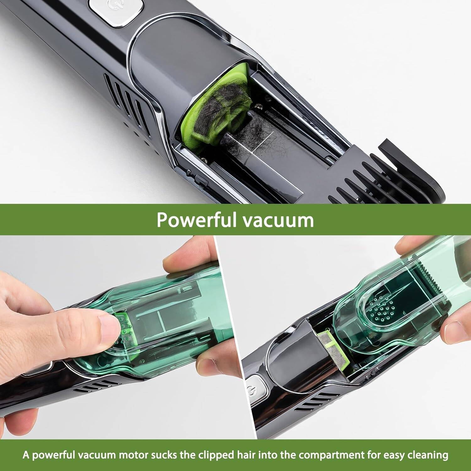 Morfone Vacuum Beard Trimmer for Men with 20 Length and Styles Adjustable, Built-in Vacuum Trimmer for Mustache, Sideburns, Facial Hair, Rechargeable & IPX6 Waterproof Mustache Trimmer