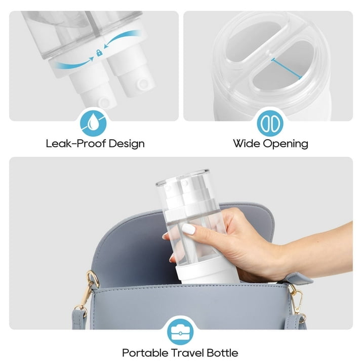 Morfone Travel Bottles for Toiletries, 4 in 1 TSA Approved Travel size Containers for Toiletries,Leak Proof Refillable Liqus Shampoo And Conditioner Travel Essentials toiletry Bottles