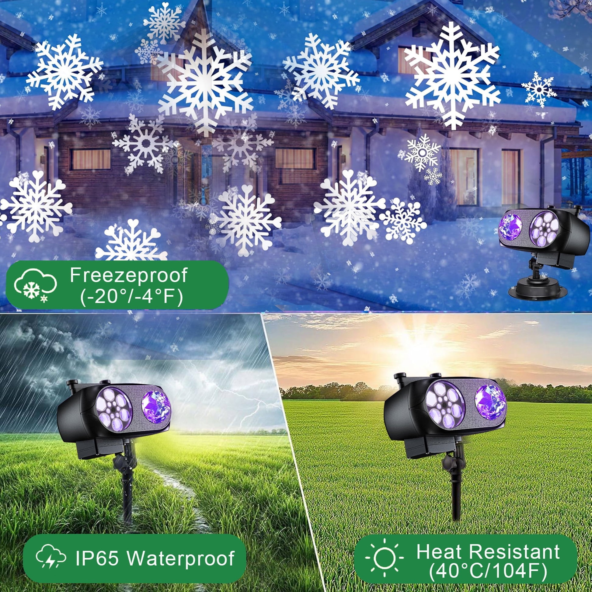 Morfone Christmas Projector Lights Outdoor, 2-in-1 HD Holiday Projector Lights with Remote Control & Timers, IP65 Waterproof Christmas Decorations for Yard Party Garden