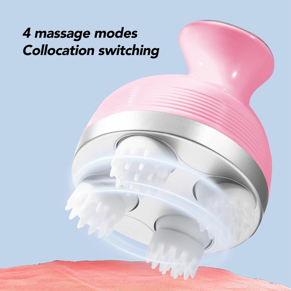 Morfone Electric Head Scalp Massager, IPX7 Waterproof Washable Kneading Electronic Scalp Massager for Cat (Pink)