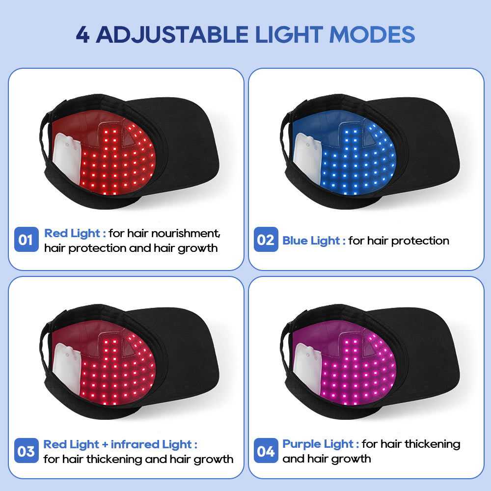 Morfone 56-LED Red Light Therapy Cap, Portable Black Design for Home or Travel Use, Rapidly Promotes Hair Health and Growth
