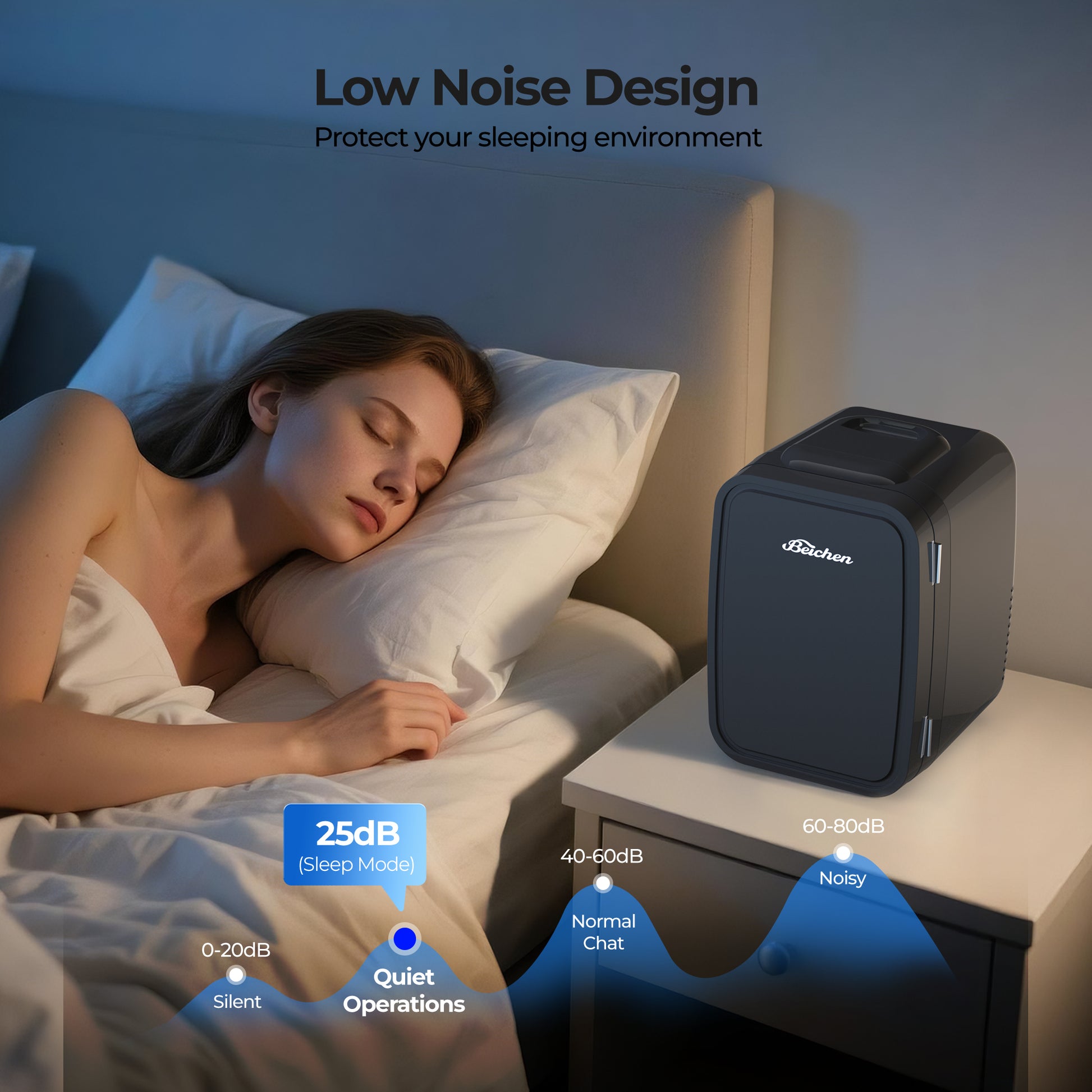 BEICHEN Mini Fridge, 4L/6 Can Small Refrigerator for Bedroom, Car, Office & Dorm,110V AC/ 12V DC Thermoelectric Cooler and Warmer for Cosmetics, Beverage and Food, Black