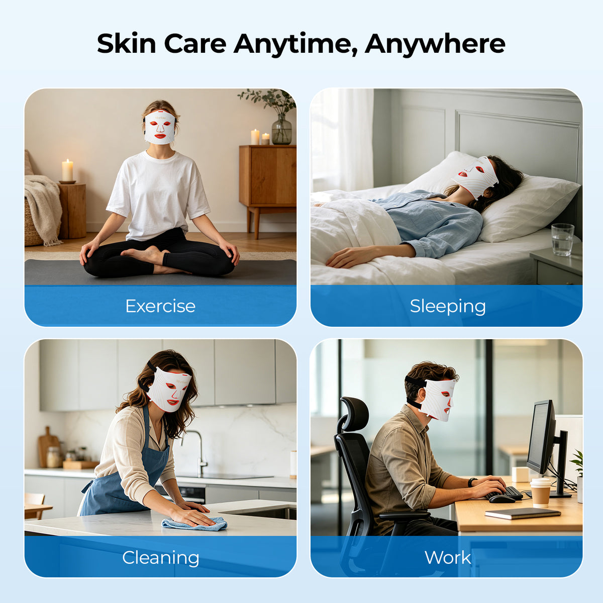 Morfone 276 LED 850nm NIR Red Light Therapy Mask 4 Modes LED Face Therapy Mask with Cooling Function,Magnetic Attachment