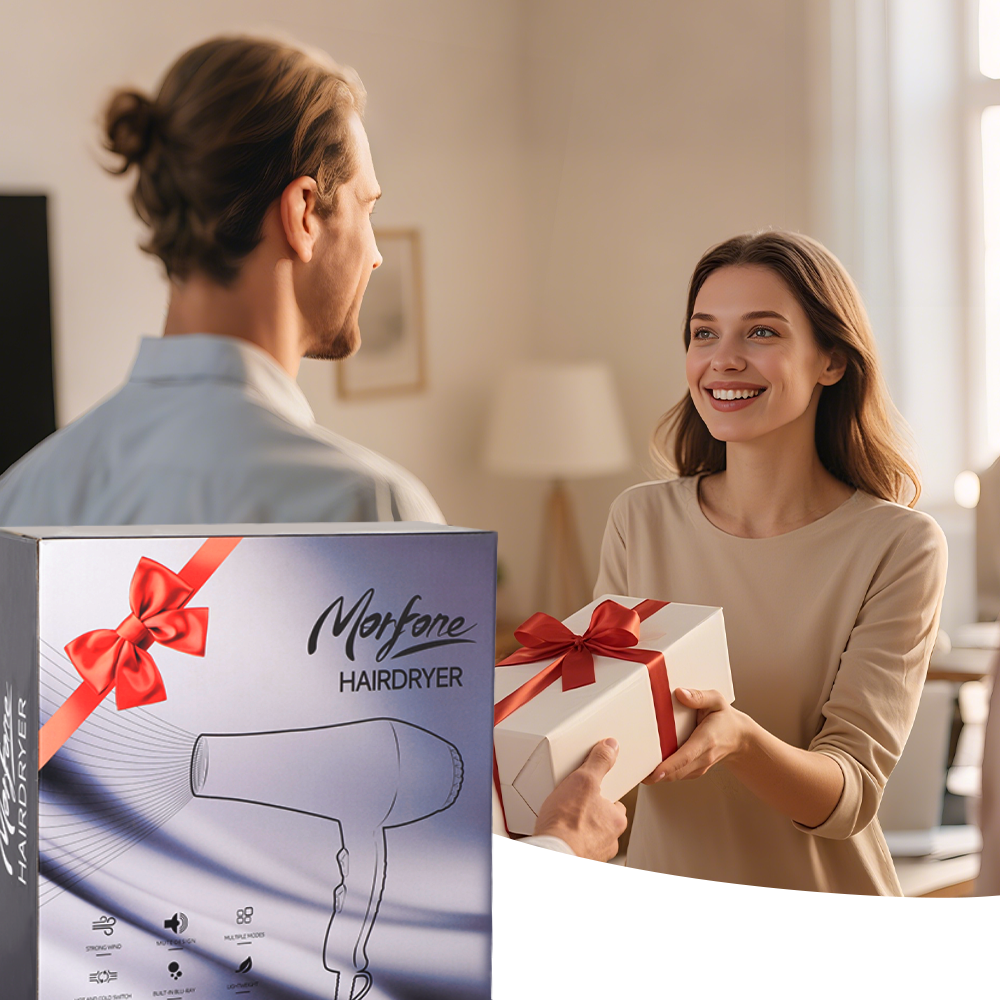 Morfone 12pcs-in-1 Hair Drying Set with Air Blower and Hair Clamps - Hair Dryer. Quickly dries hair - Compact and portable, suitable for the whole family - Gift set