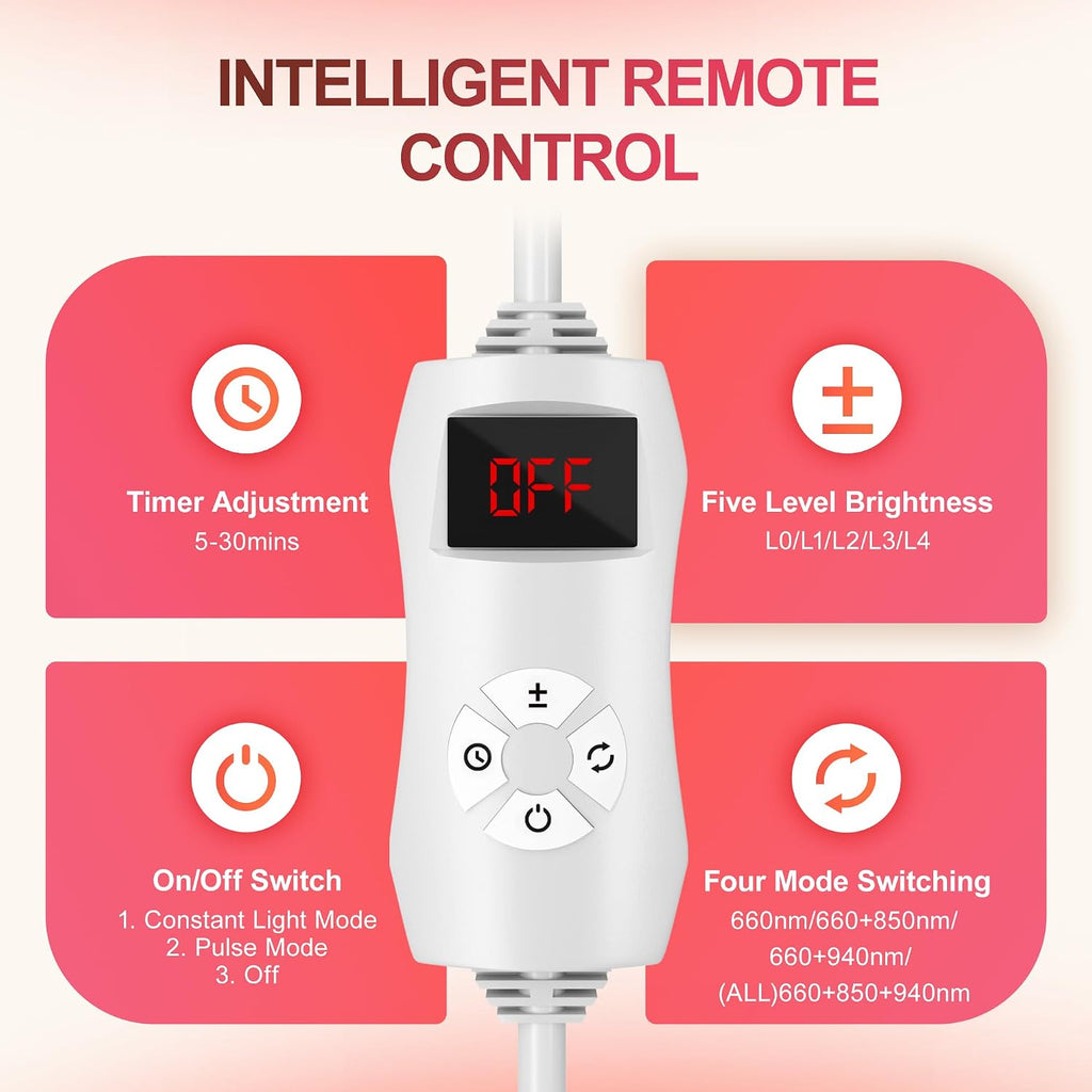Morfone Red Light Lamp for Body Face,660nm 850nm 940nm Infrared Light device with Large Panel and Adjustable Stand, Gift for Women Mom Men,White