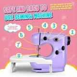 Mini Sewing Machine with Extension Table, Dual Speed Portable Sewing Machine for Beginners with Light, Sewing Kit for Household Use, Blue(Green)
