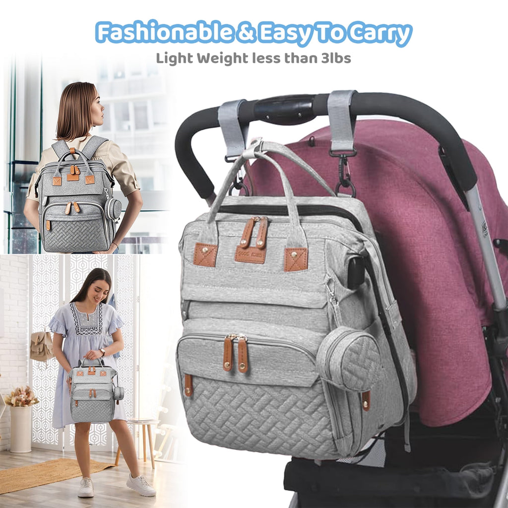 Morfone Baby Diaper Bag Backpack with Changing Station, Large Capacity Baby Bag, Waterproof Travel Backpack with USB Charging Port, Stroller Straps , Baby Shower Gifts