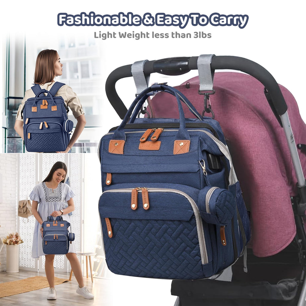 Morfone Baby Diaper Bag Backpack with Changing Station, Large Capacity Baby Bag, Waterproof Travel Backpack with USB Charging Port, Stroller Straps , Baby Shower Gifts