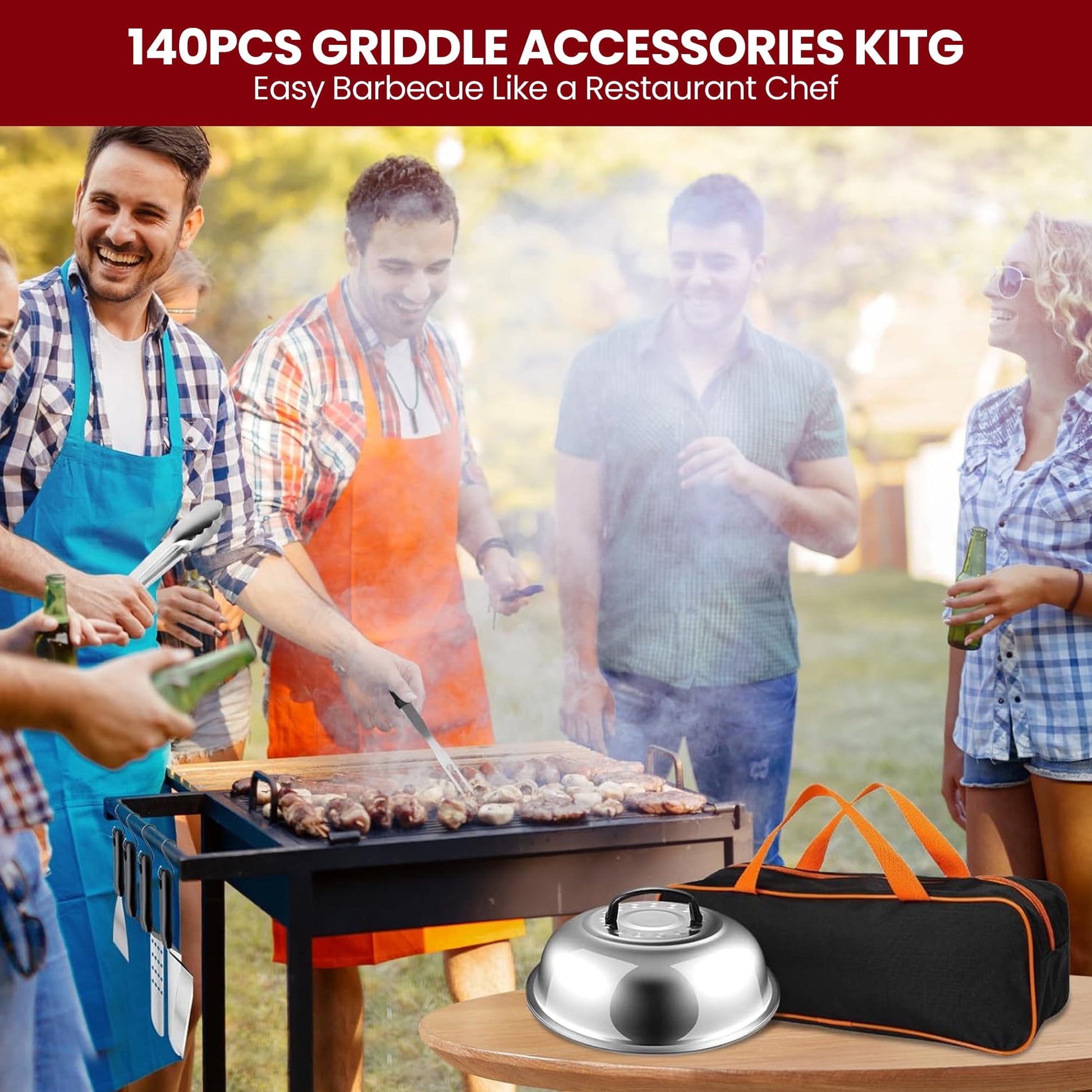 Morfone 137PCS Griddle Accessories Kit, Flat Top Grill Accessories Set for Blackstone and Camp Chef, Professional Stainless Steel Grill Tools Set for Men Women Outdoor BBQ and Camping