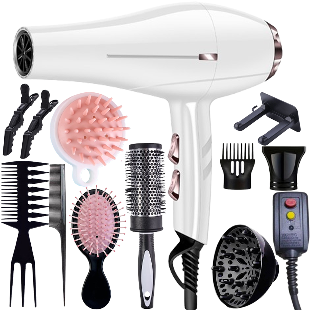 Morfone 12-in-1 Hair Styling Set Portable Quick Dry Hair Dryer for Home Use – Gift Set（White）