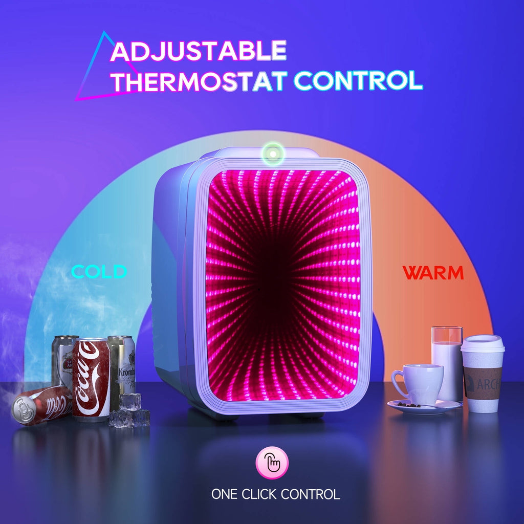 ACMETOP Mini Fridge, 4 Liter/6 Cans Small Refrigerator With Dimmable LED Light,AC/DC Portable Thermoelectric Cooler and Warmer for Bedroom,Office,Gaming room and Car