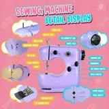 Mini Sewing Machine with Extension Table, Dual Speed Portable Sewing Machine for Beginners with Light, Sewing Kit for Household Use, Blue(Green)