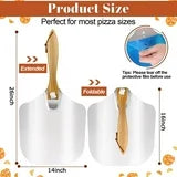 Pizza Peel Aluminum Pizza Spatula, Mooues 12 inch Metal Pizza Paddle(12"x 14")with Rocker Cutter Foldable Wood Handle, [Storage bag included], for Family Pizza Oven Baking Pizza, Dough, Bread & Pastry