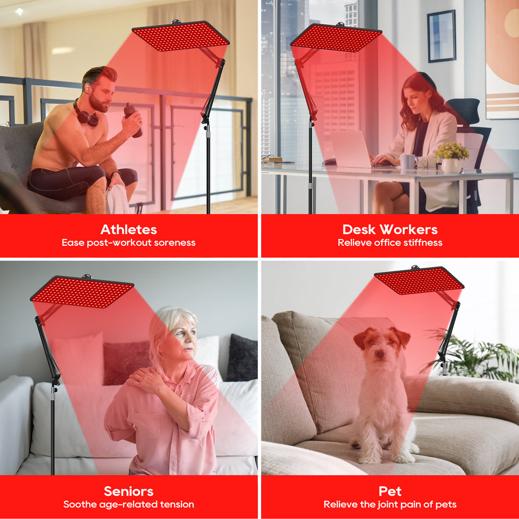 Morfone 200 Three Wavelength(660nm, 850nm, 940nm) Red Light Therapy Lamp with Large Panel and Adjustable Stand Includes Safety Goggles