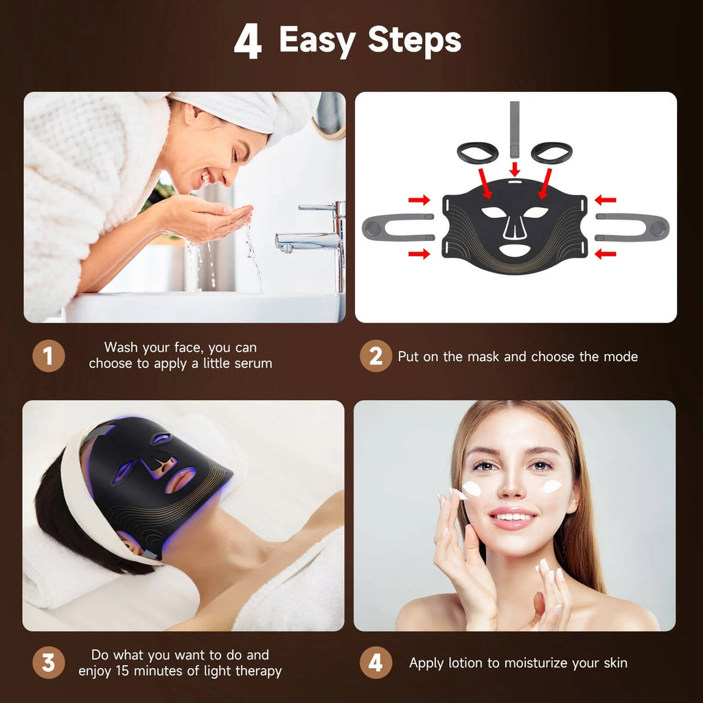 Morfone 660+850nm Dual Wavelength Red Light Therapy Lamp for the Face Remote Controlled Portable Home Skincare Kit