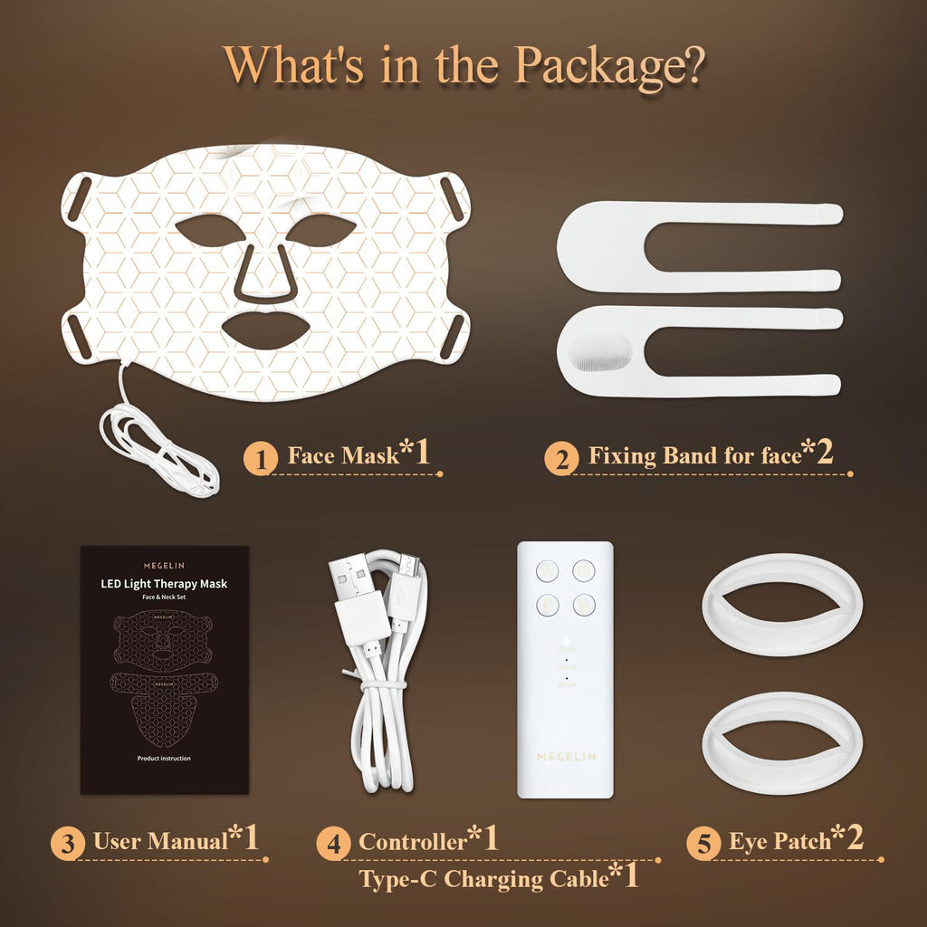 Morfone Red Light Mask for Face and Neck, 8 Colors LED Face Mask, 6-in-1 Red Light Mask Skin Care Device for Home & Travel