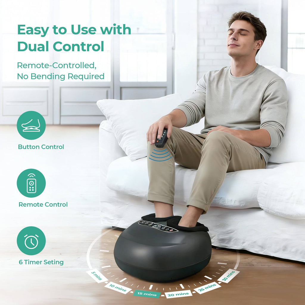 Morfone Foot Massager Machine with Heat, Shiatsu Deep Kneading Foot Massager with Remote, 5 Massage Modes, Christmas Gifts for Women Men