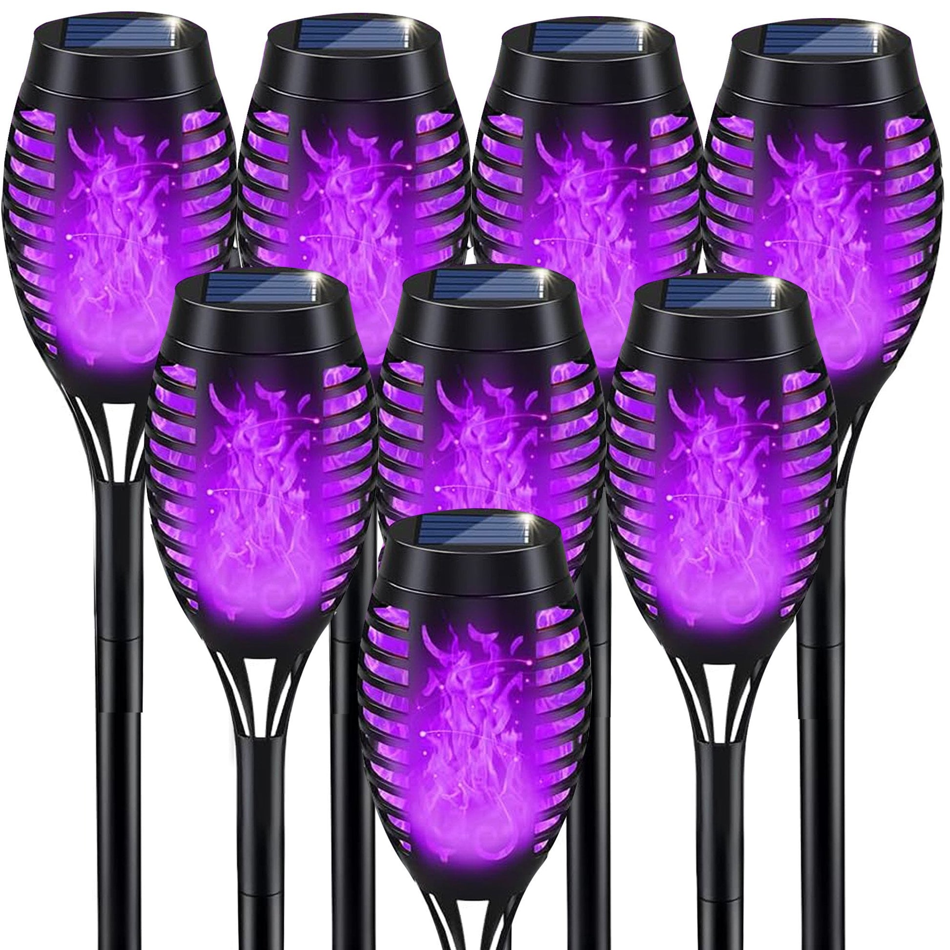 ACMETOP Halloween Decorations Solar Lights Outdoor, 8Pack Purple Flickering Flame Solar Torch Lights for Garden Decor, Waterproof Halloween Lighting Outdoor for Yard Patio Lawn Path Scary