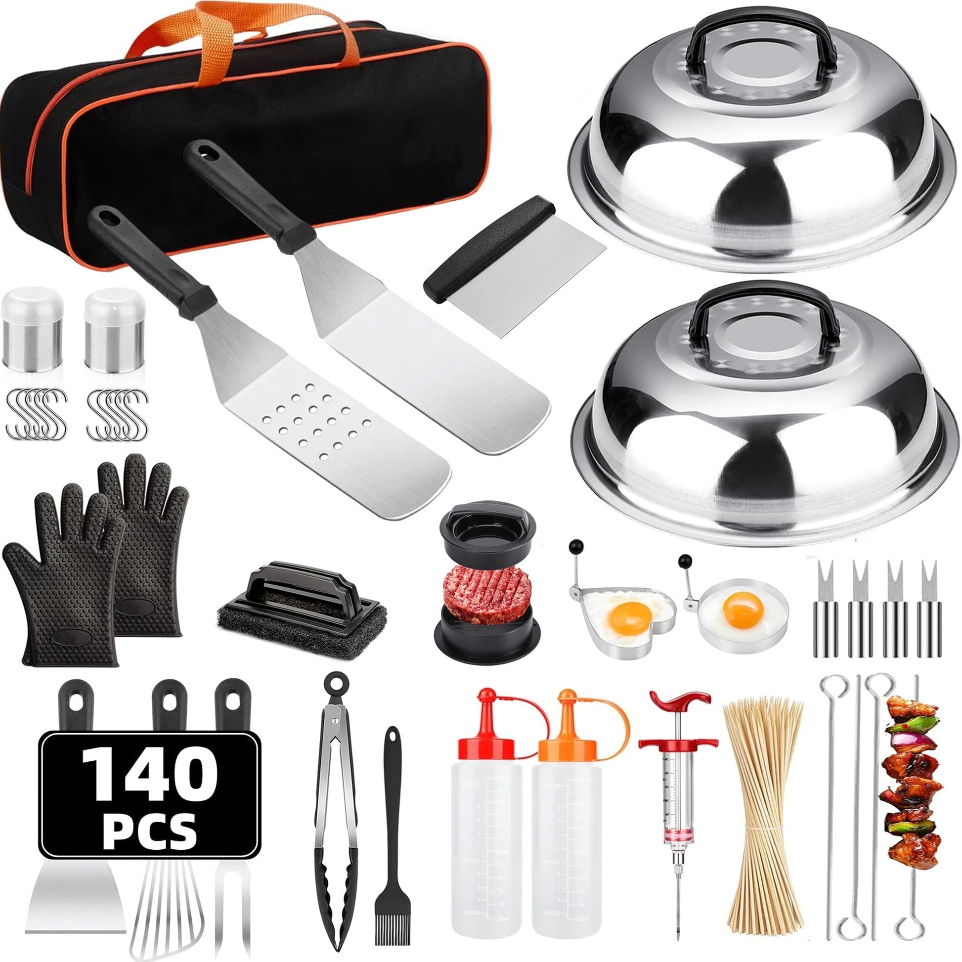 ACMETOP 137PCS Griddle Accessories Kit, Stainless Steel Grill Tools Set for Blackstone and Camp Chef, Professional Flat Top Grill Spatula Set for Men Women Outdoor BBQ and Camping