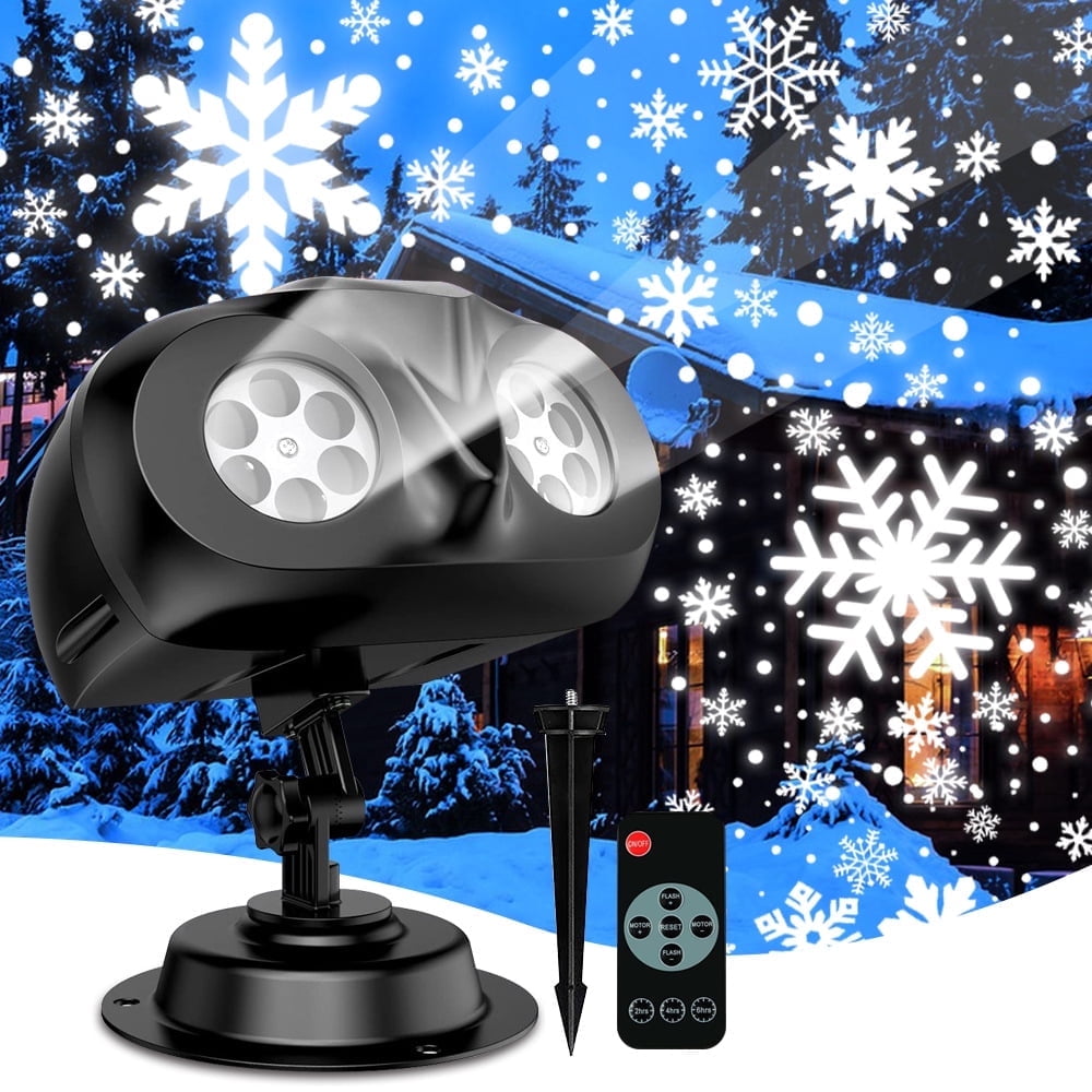 ACMETOP Christmas Snowflake Projector Lights Outdoor with Remote Control, Dual-Head Waterproof Christmas Outdoor Lighting Decorations for Indoor Xmas, New Year, Holiday Party