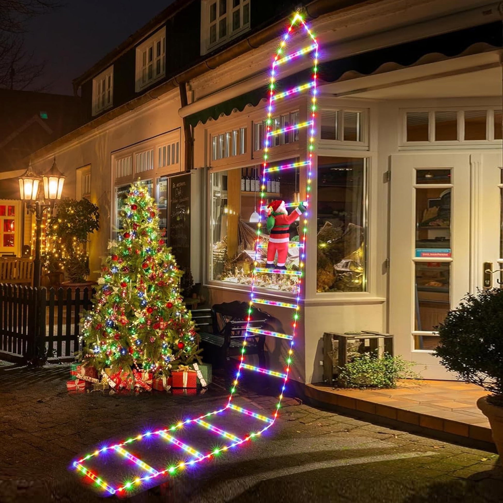 ACMETOP Christmas Decorations Santa Climbing Ladder with Lights, 10.5ft Christmas Decorative LED String Lights Outdoor Indoor for Xmas Tree Decor, Window, Garden, Home, Multicolor