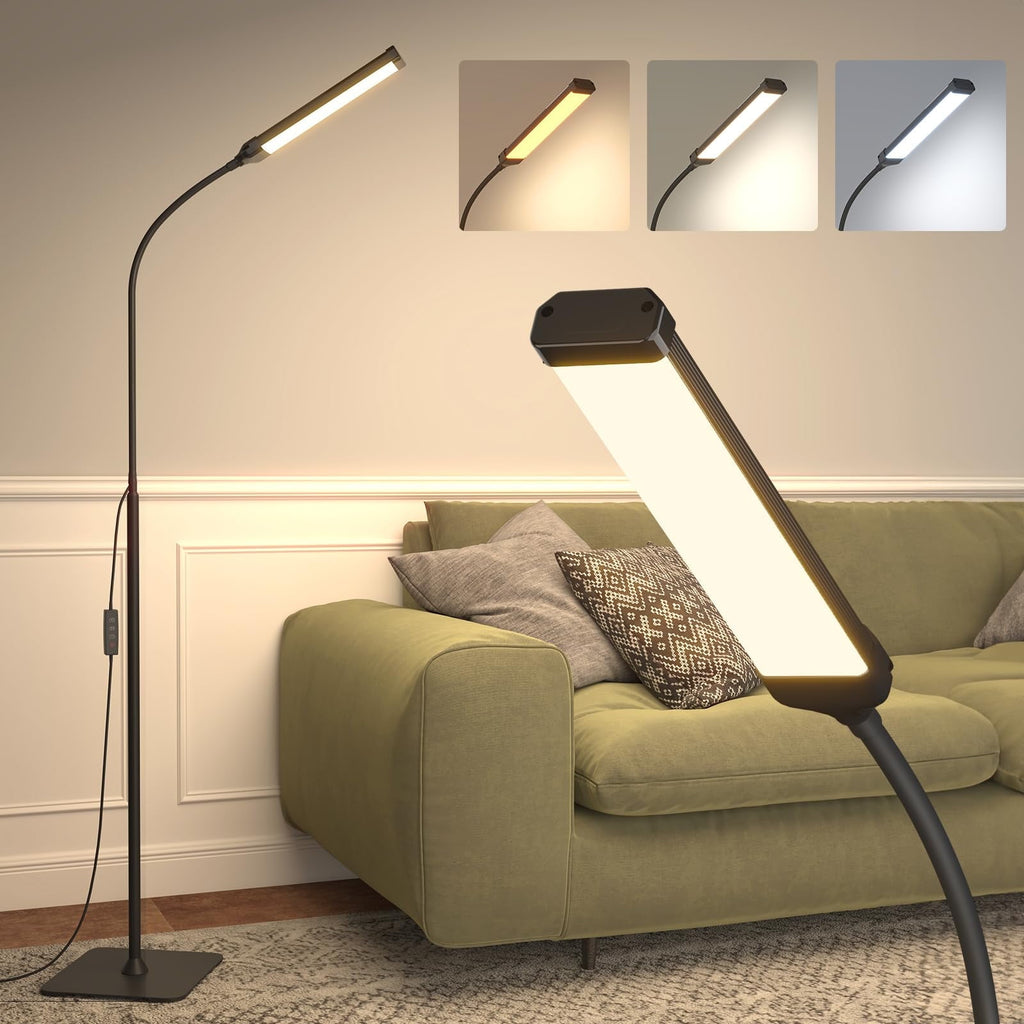 ACMETOP LED Floor Lamp & Desk Lamp with Remote, Nightlight Mode, 3 Color Temps, 1H Timer, USB Powered, Adjustable Height & Gooseneck