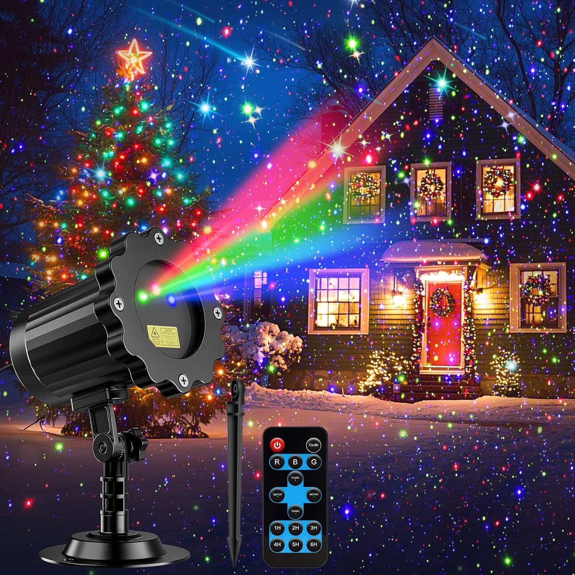 ACMETOP Laser Christmas Projector Lights Outdoor, RGB Firefly Laser Lights with Remote Control, Waterproof Christmas Decorations Outdoor Indoor for Wedding Halloween New Year Holiday Party