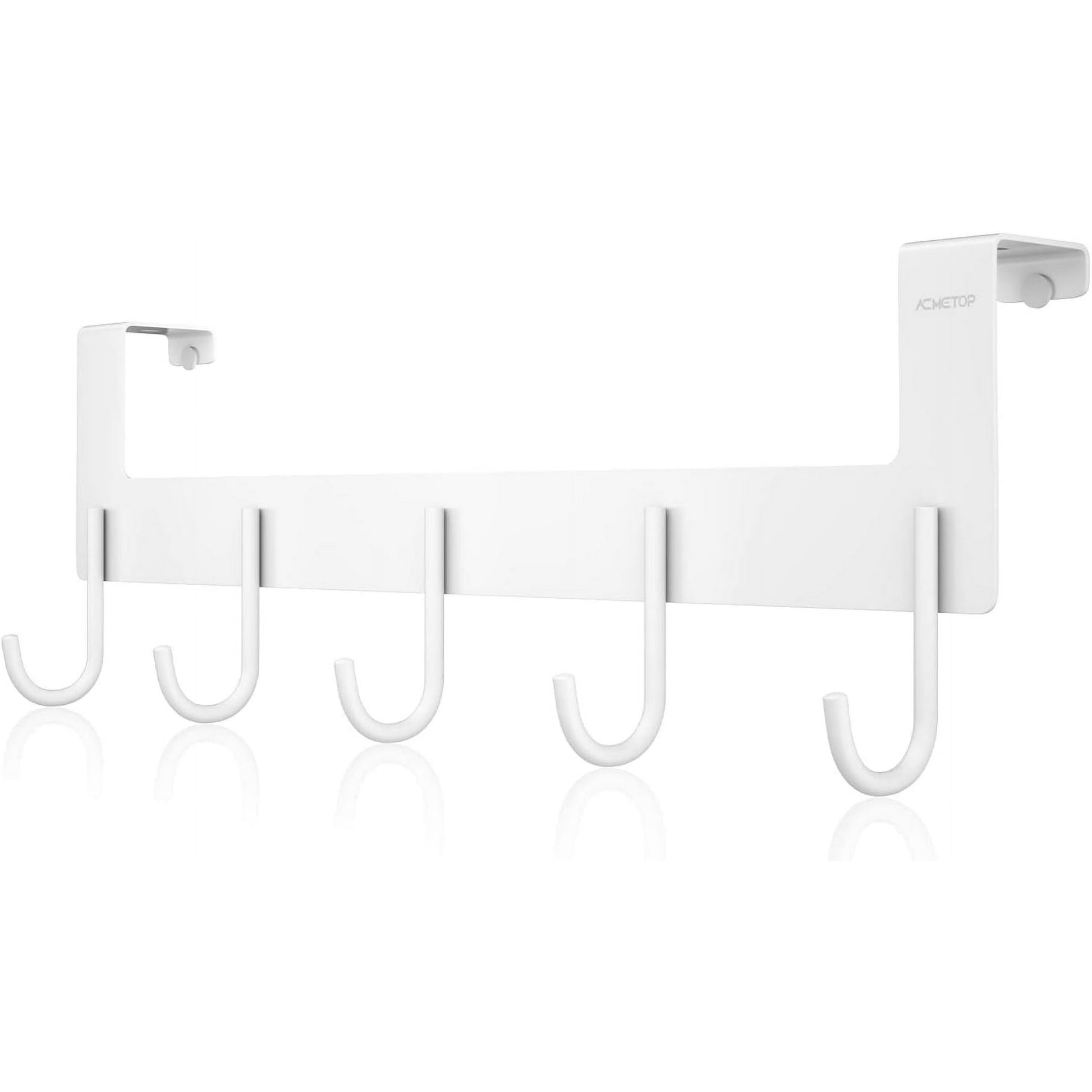 ACMETOP Over The Door Hooks, Over The Door Hanger, Heavy Duty Aluminum Over The Door Towel Rack Hooks for Hanging Coat, Bag, Robe - 5 Hooks, Brush Finish (Matte Silver 1Pcs)