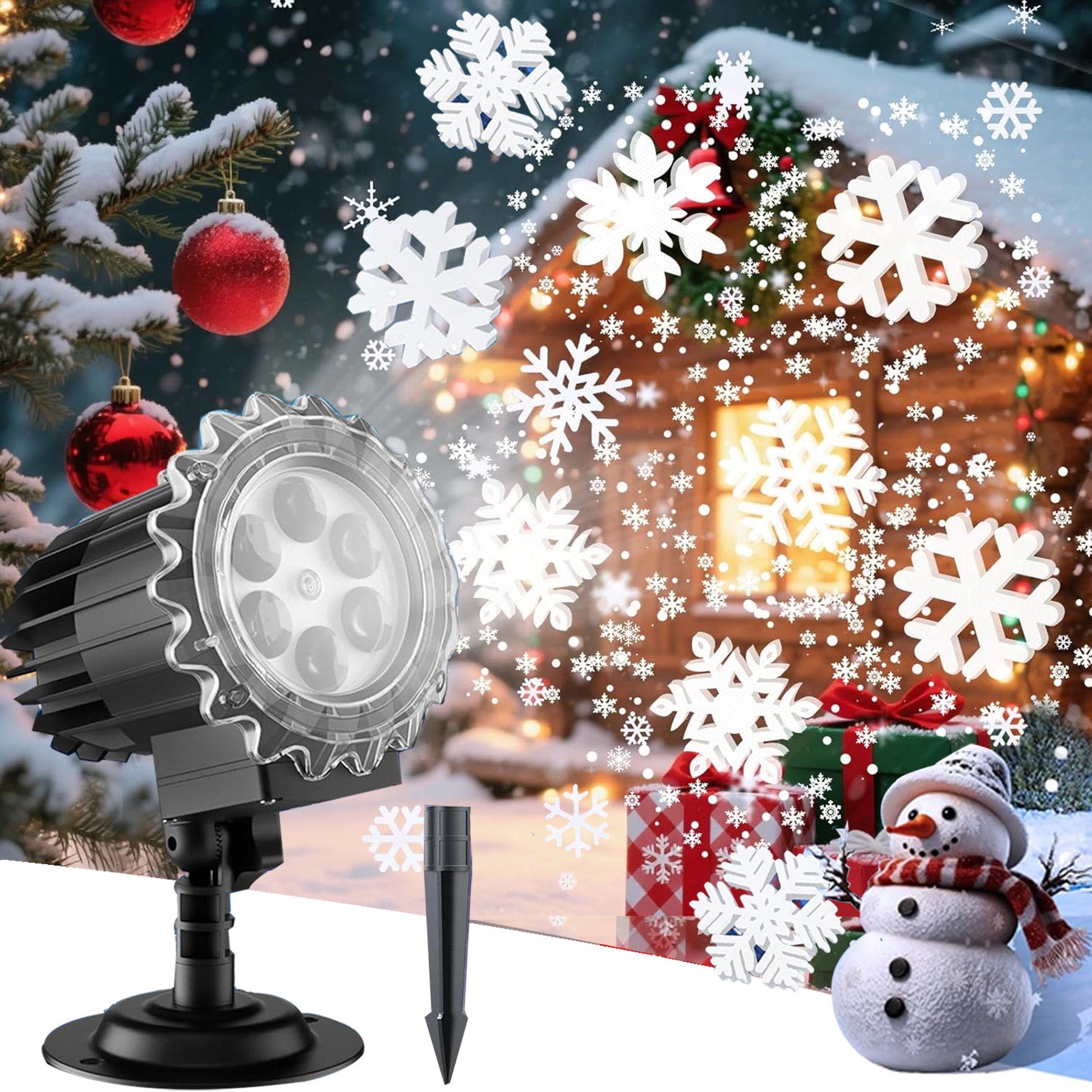 ACMETOP Christmas Projector Lights Outdoor, 3D Snowflake LED Projector Lights, IP65 Waterproof 9W High Brightness Outdoor Indoor for Christmas, New Year, Birthday Party and Garden Decoration