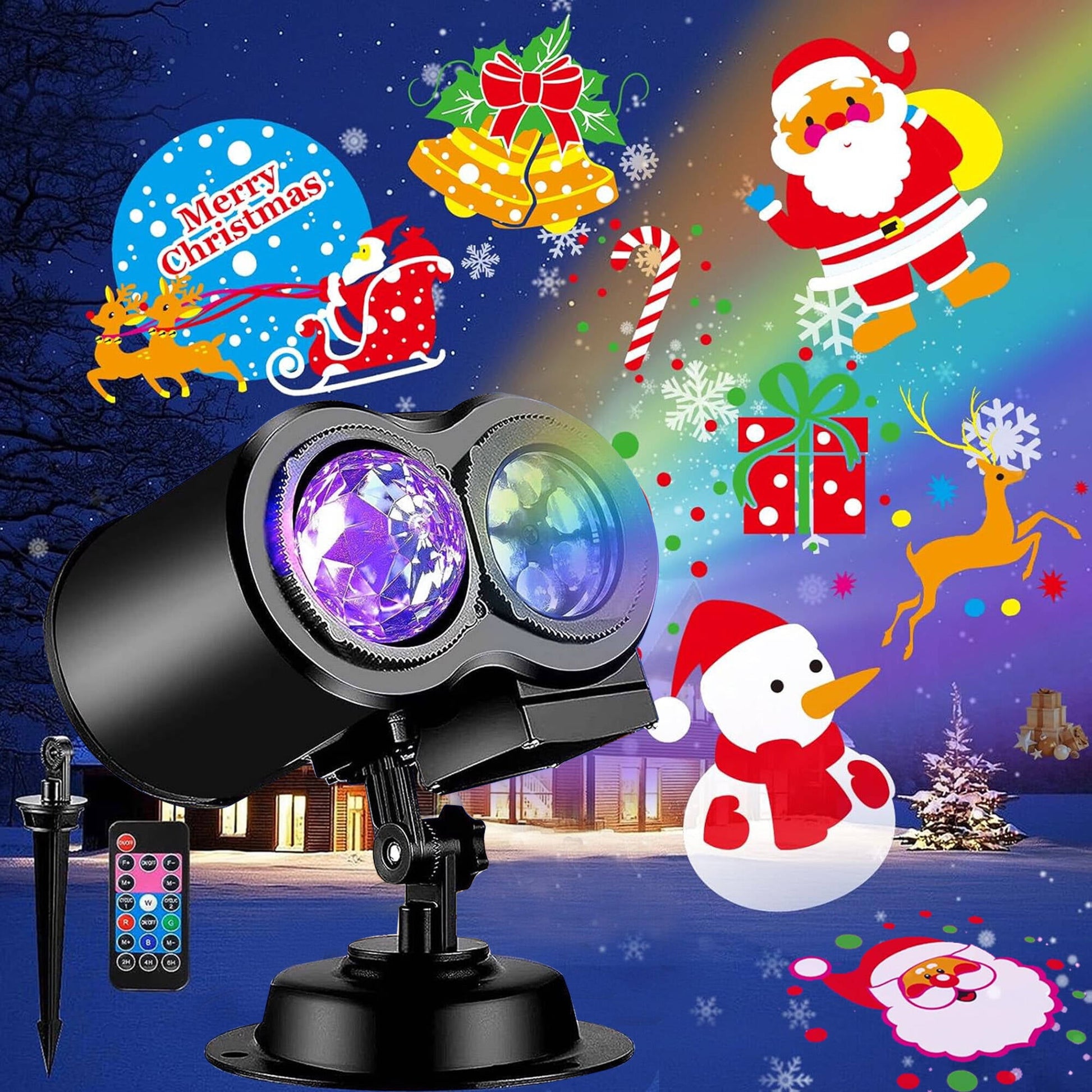 ACMETOP Christmas Projector Lights Outdoor, Dynamic Holiday Projectors with 16 HD Slides, Control, Timers, Waterproof Christmas Decorations Light for Party Garden Yard Decor