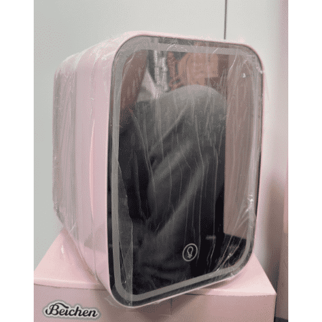 Aisutha Mini Fridge, 4 Liter/6 Cans Small Refrigerator With 6 Colorful Dimmable LED Light,Portable Cooler and Warmer mini fridge for Gaming room, Bedroom,Office and Car (Black)