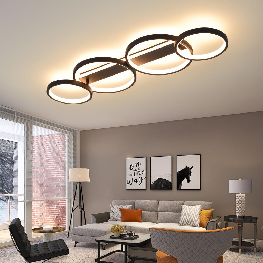 Beichen Modern LED Ceiling Light Black Hallway Light Fixtures 4000K Aluminum Long Flush Mount LED Ceiling Lamp for Hallway, Kitchen, Bedroom, Dining Room