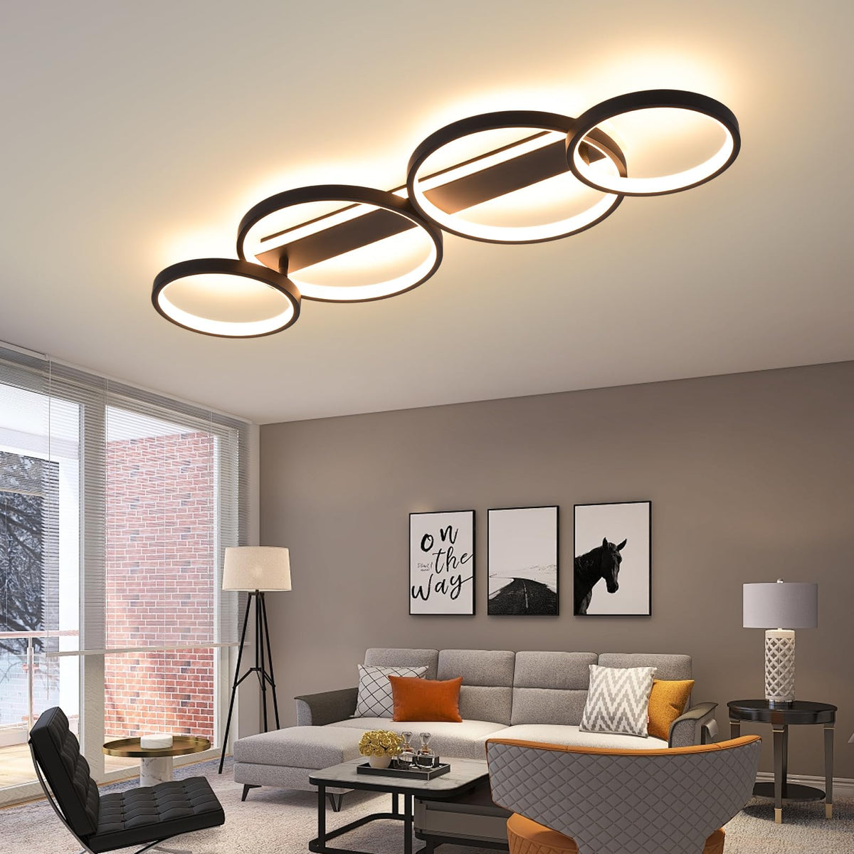 Beichen Modern LED Ceiling Light Black Hallway Light Fixtures 4000K Aluminum Long Flush Mount LED Ceiling Lamp for Hallway, Kitchen, Bedroom, Dining Room