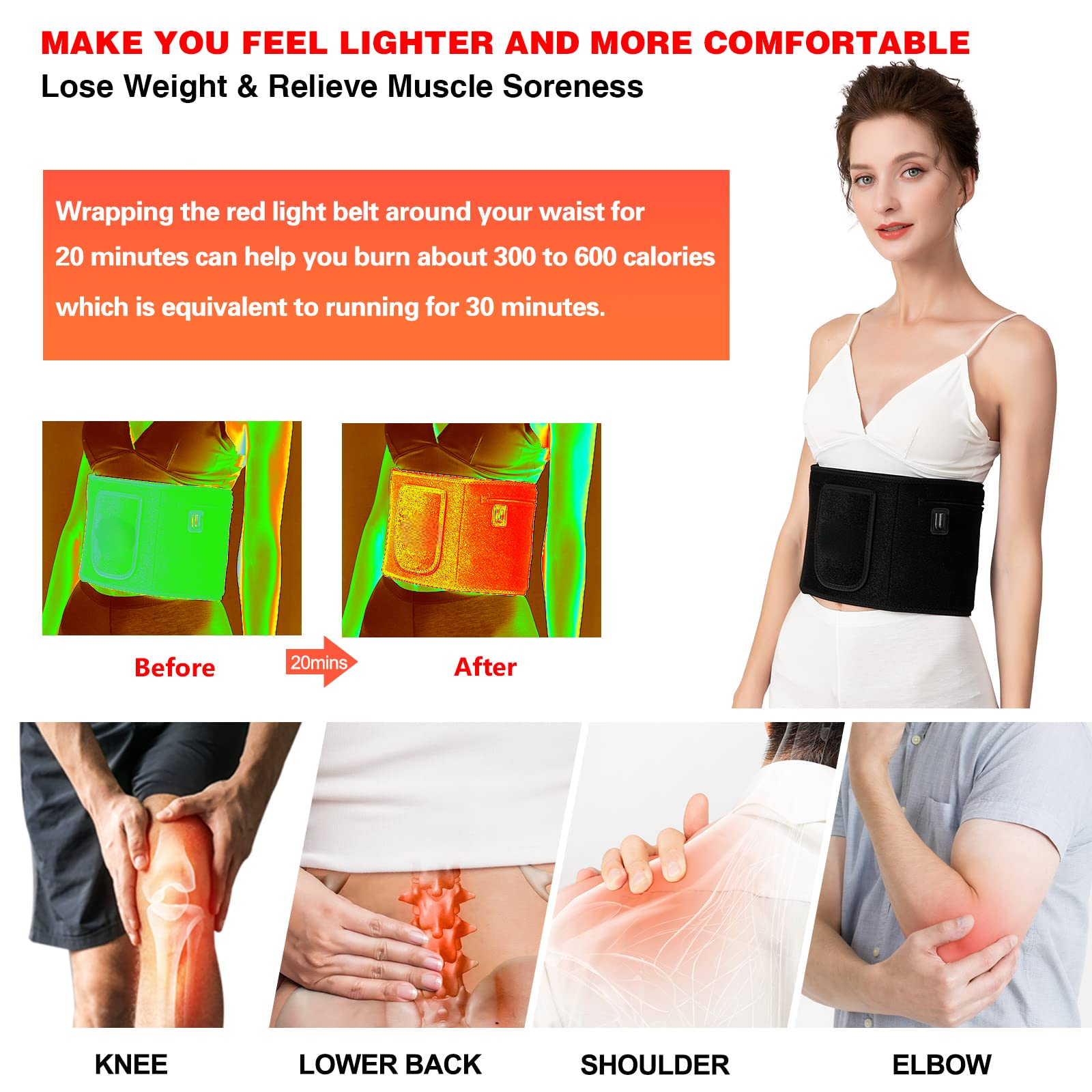 Morfone 660+850nm Red Light Therapy Belt Muscle Relief and Circulation-Boosting Therapy Belt