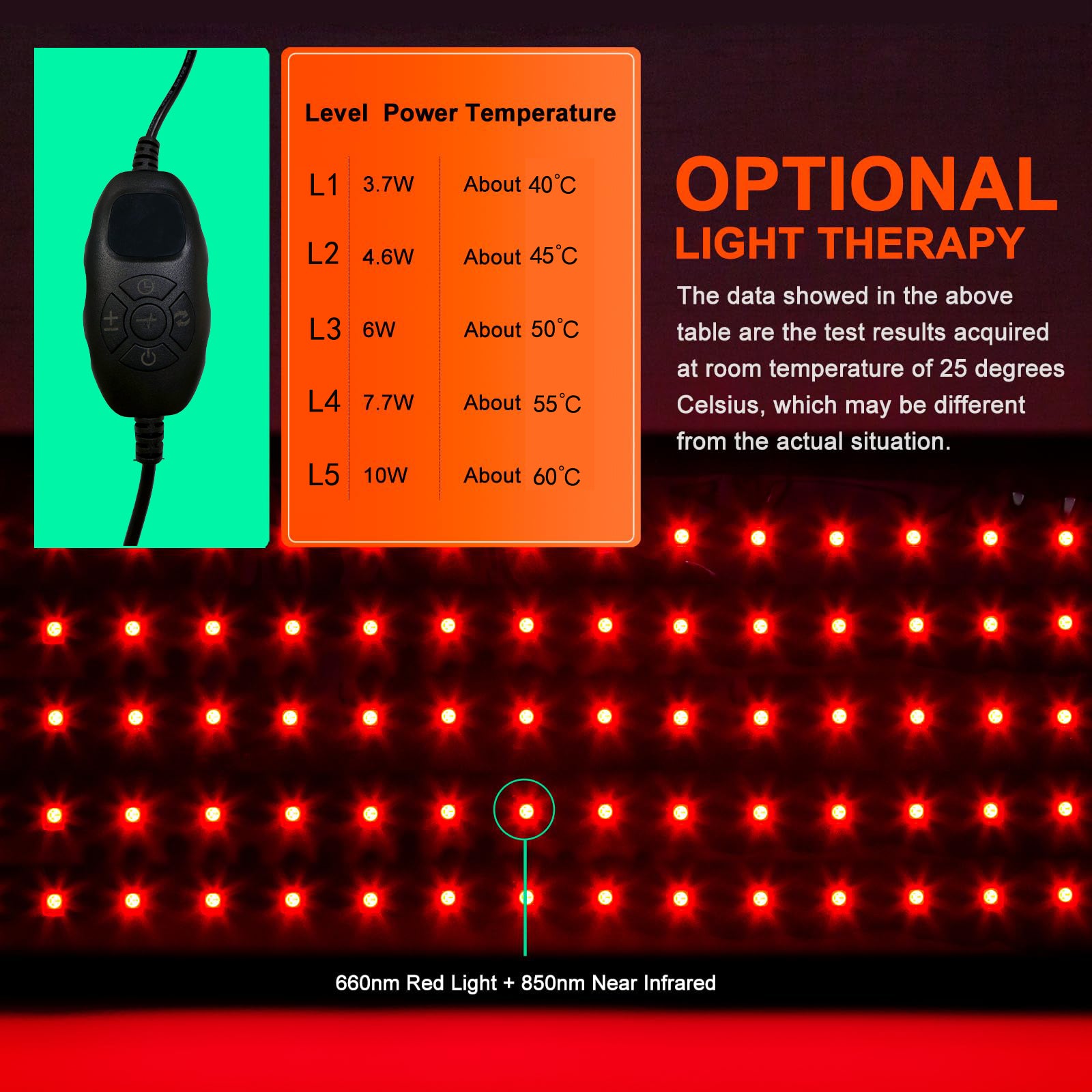 Morfone Red Light Therapy Heating Belt for Pain Relief  660nm and 850nm Infrared Light Therapy Wrap