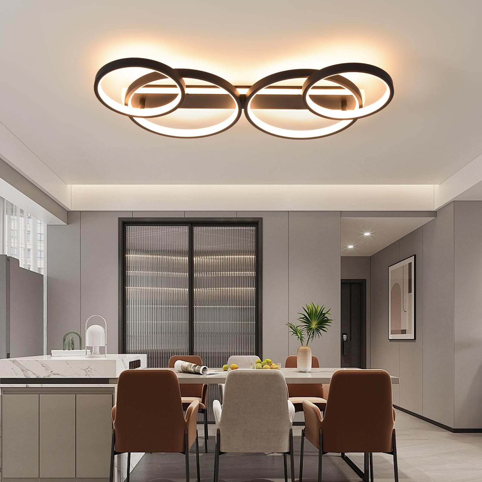 Beichen Modern LED Ceiling Light Black Hallway Light Fixtures 4000K Aluminum Long Flush Mount LED Ceiling Lamp for Hallway, Kitchen, Bedroom, Dining Room