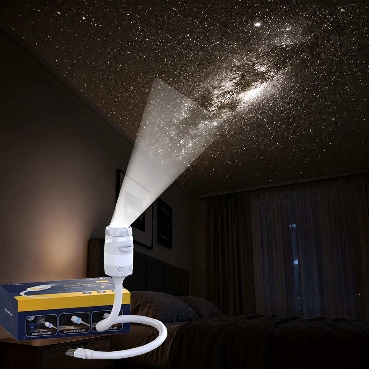 Beichen 2-in-1 Galaxy Projector Night Light, 3 Projection Films
